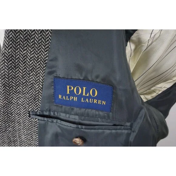Polo Ralph Lauren Gray Black Herringbone Wool Tweed Sport Coat JAcket 2XL NEW